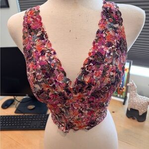 Cosabella Never Say Never Floral Lace Bralette - Pink and Purple